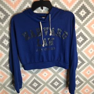 Navy Blue Crop Hoodie